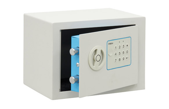 CAJA FUERTE BLUE SOBREPONER BLANCO COD. ELECTRÓNICO Y POMO 230X170X170MM