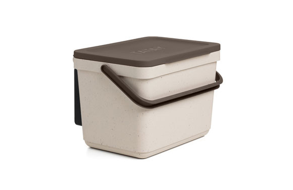 CUBO ORGANICO CON SOPORTE ECOHOME 6 L TAPA MARRON