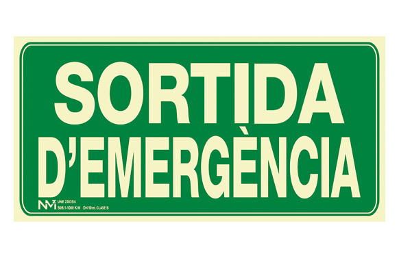 SEÑAL SORTIDA EMERGENCIA PVC 0,7MM CLASE B VISION 10M