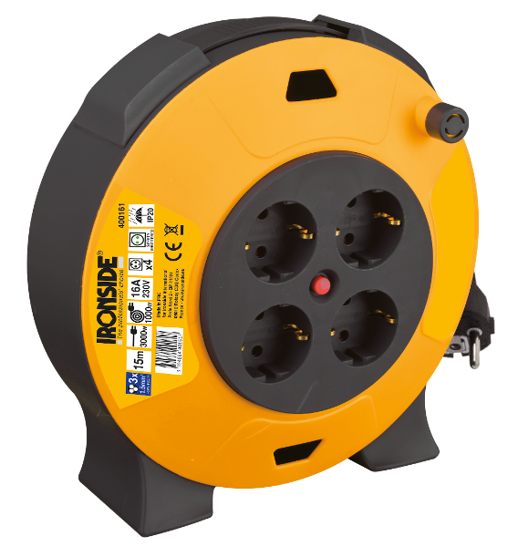 ENROLLACABLE CASSETE DOMEST H05VV-F 1.5MM2 4 T SCH 15MT 16A 230W