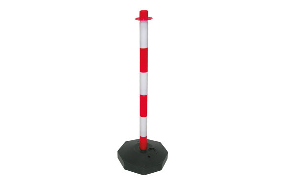POSTE SEÑALIZACIÓN CON BASE ROJO/BLANCO 850MM PARA CADENA PLASTICO