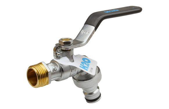 GRIFO ESFERA JARDIN PN-16 ENCHUFE RAPIDO 1/\" X 3/4\" PLATA MANGO AZUL