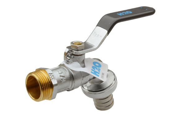GRIFO ESFERA JARDIN PN-16 RACOR MANGUERA EXPORT 1/2\" X 3/4\" PLATA MANGO AZUL