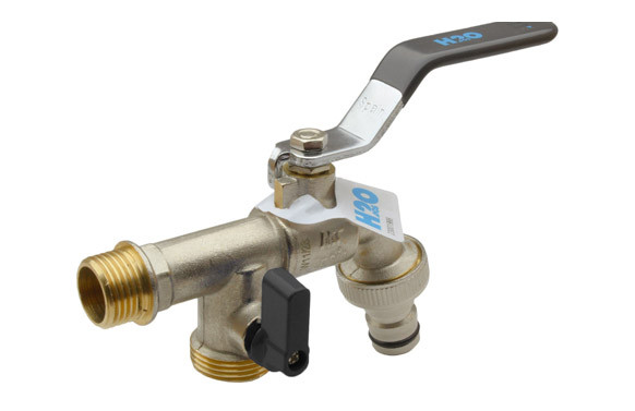 GRIFO ESFERA JARDIN PN-16 ENCHUFE RAPIDO 1/2\" X 3/4\" X 3/4\" DOS SALIDAS