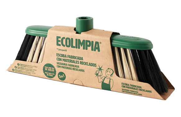 ESCOBA 100% RECICLADA 3 EN 1 GRIS / VERDE