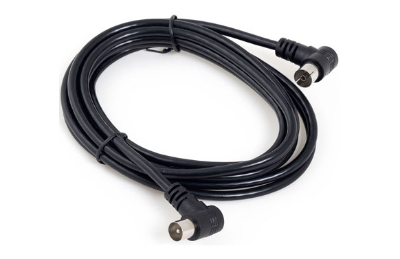 CABLE ANTENA CONECTORES ACODADOS 2,5M NEGRO 