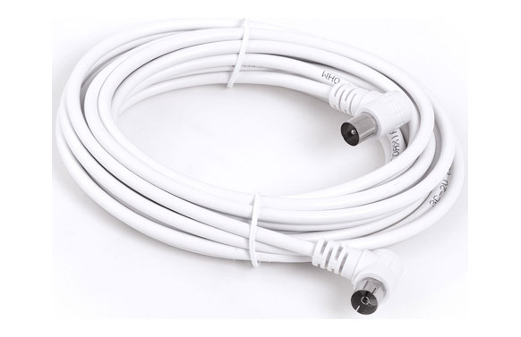 CABLE ANTENA CONECTORES ACODADOS 5M BLANCO 