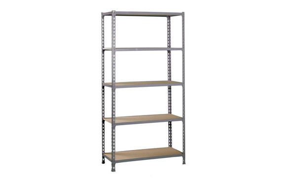 ESTANTERIA METAL 5 ESTANTES MADERA SIN TORNILLOS 180 X 90 X 40 CM GRIS MADERA 150KG/EST