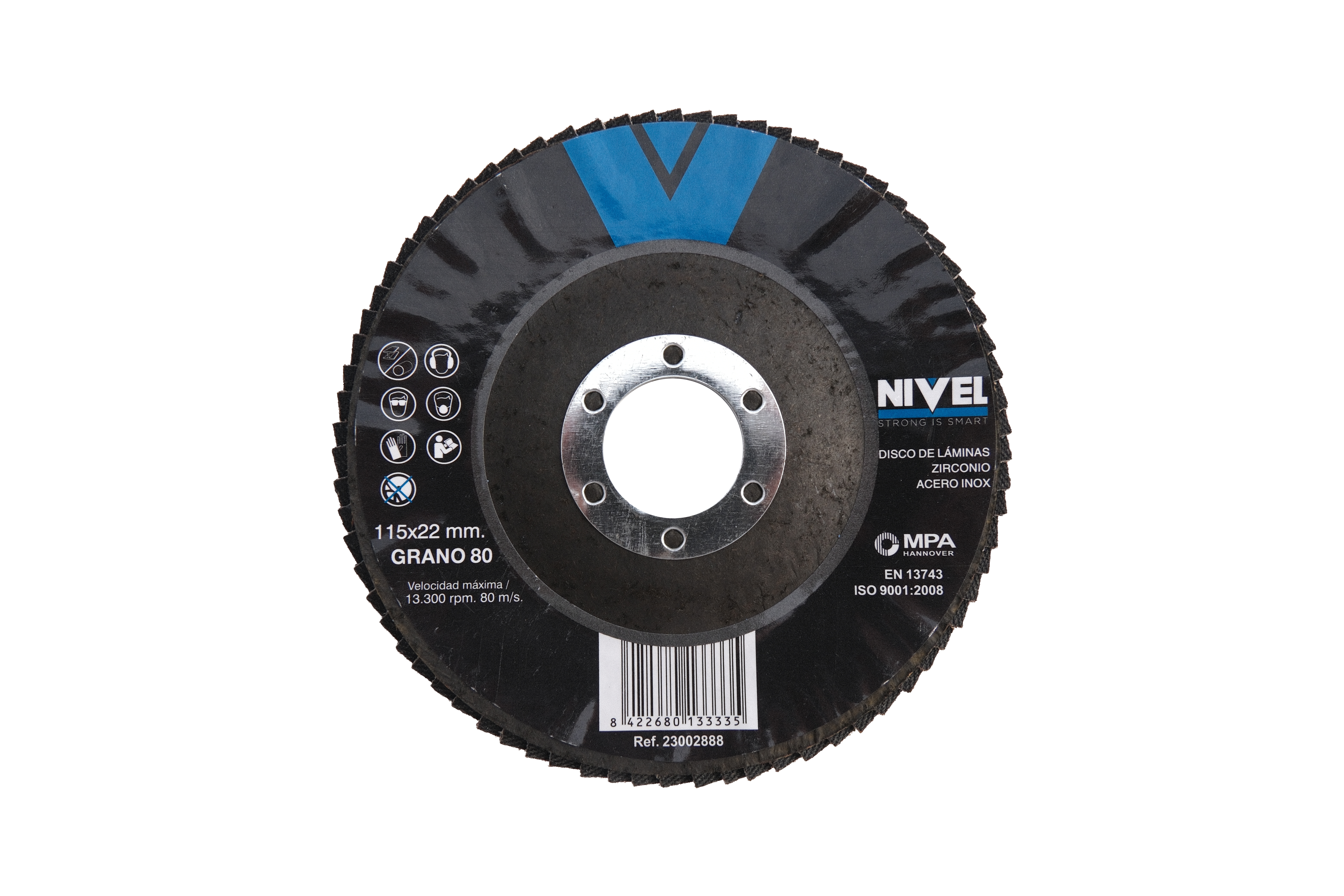 DISCO LAMINAS ZIRCONIO Ø115X1X22,23MM GRANO 80