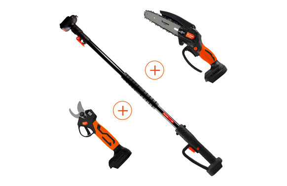 MOTOSIERRA BATERIA +TIJERA+PERTIGA 2 BATERIAS
