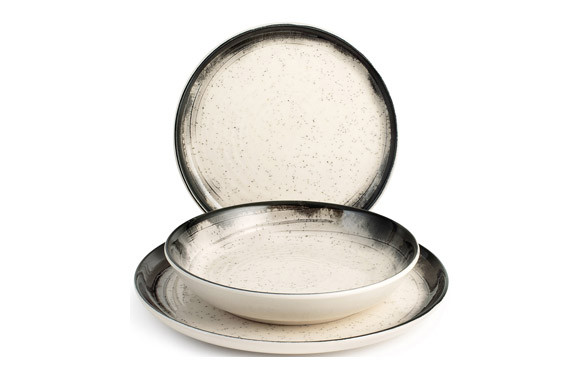 VAJILLA 18 PZAS STONEWARE MARTE/GRIS NEGRA