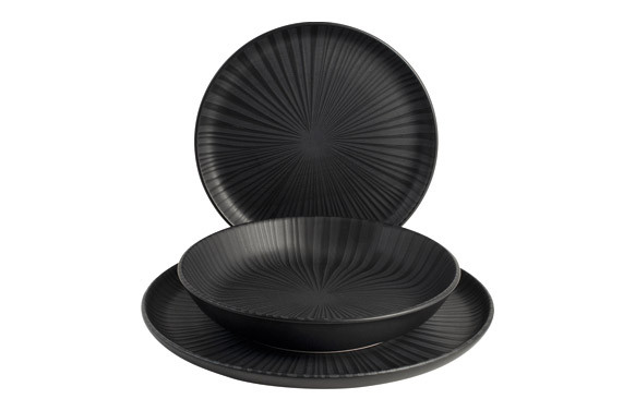 VAJILLA 18 PZAS STONEWARE VENERE NEGRA