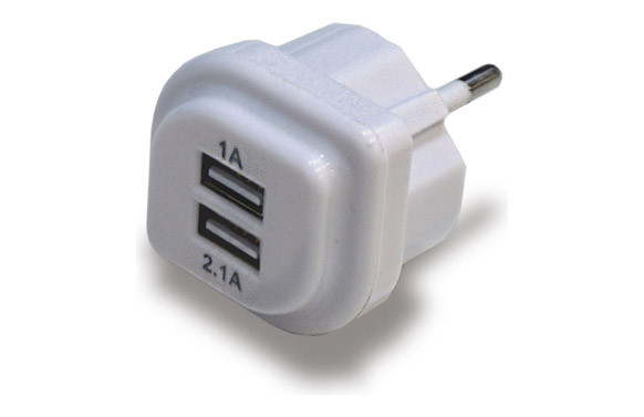 CARGADOR 2 USB BLANCO 2,1A IP20