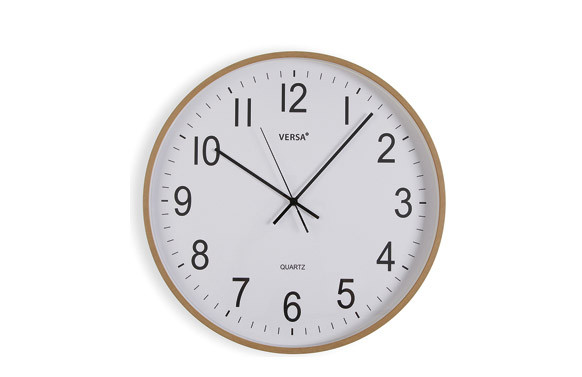 RELOJ PARED REDONDO Ã˜ 50 CM MADERA CLARA