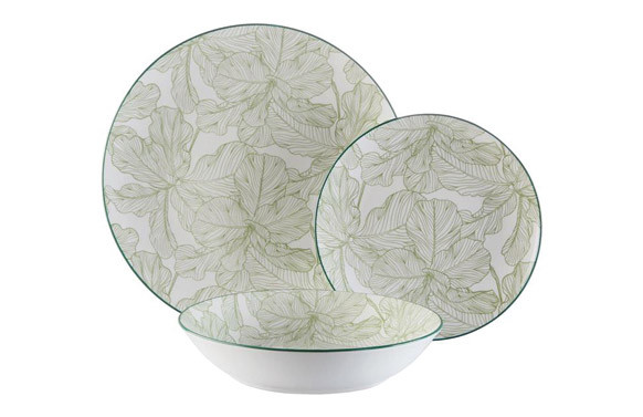 VAJILLA PORCELANA 18 PIEZAS Ø 27 CM PALMGREEN