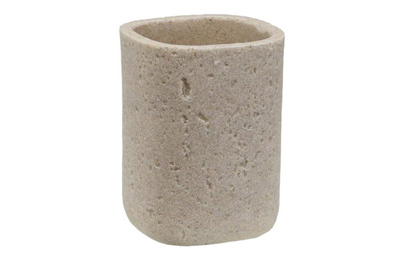 VASO PORTACEPILLOS CORA 8 X 8 X 10,5 CM - BEIGE