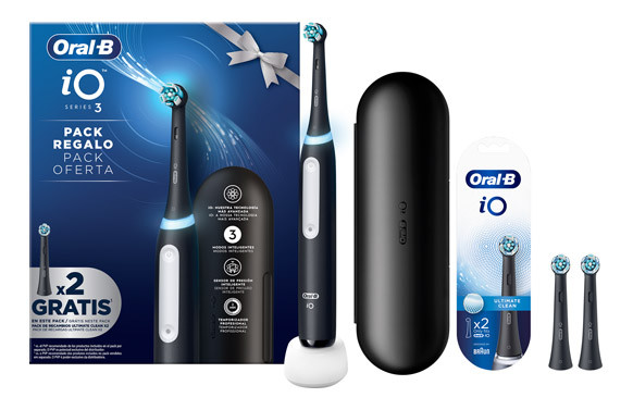 CEPILLO DENTAL IO3 + FUNDA + 2 CABEZALES NEGRO