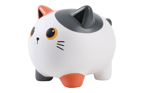 HUCHA PLASTICO GATO - NARANJA, 18 X 15 CM