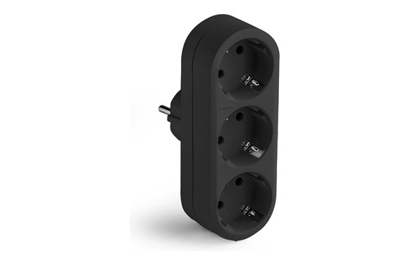 ADAPTADOR FRONTAL 3 TOMAS NEGRO 16A 250V