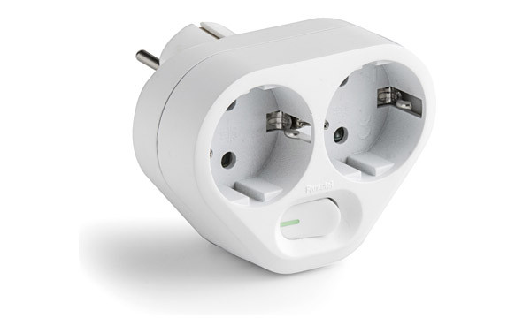 ADAPTADOR FRONTAL 2 TOMAS C0N INTERRUPTOR BLANCO 16A 250V