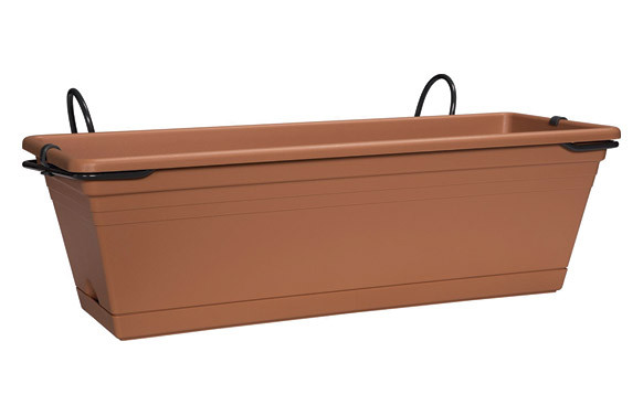 MACETA BALCONERA  RECTANGULAR MEDITERRANEA 27 X 50 CM TERRACOTA
