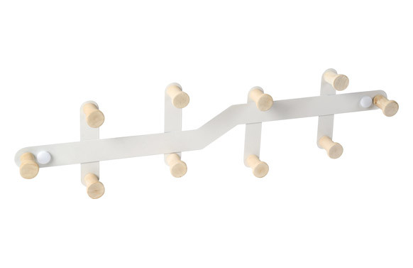 PERCHA PARED MADERA NATURAL 430 MM 10 GANCHOS BLANCO