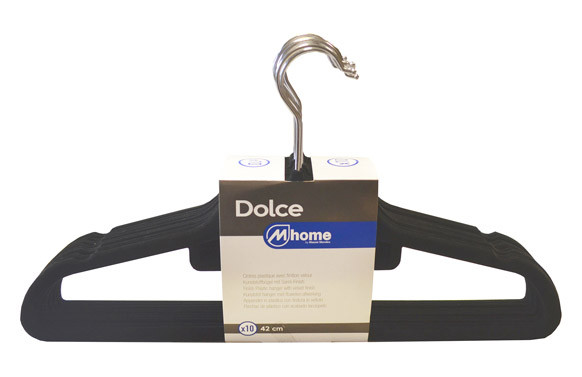 PERCHA PLASTICO CON TERCIOPELO NEGRO 44,5 X 23,5 X 0,5 CM