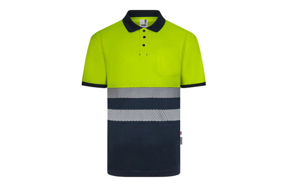 POLO AV MARINO / AMARILLO FLUOR CINTA SEGMENTADA TALLA XL