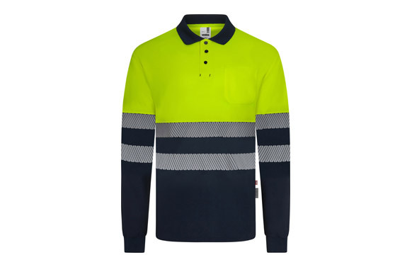 POLO MANGA LARGA ALTA VISIBILIDAD CINTA SEGMENTADA NAVY / AMARILLO FLUOR TALLA XL
