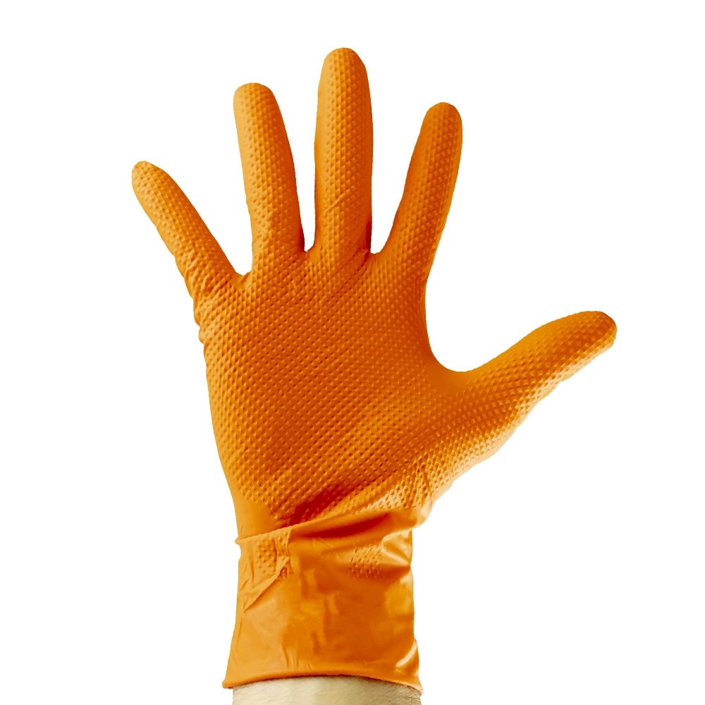GUANTE DESECHABLE NITRILO DIAMANTADO NARANJA 90 UDS TALLA XL