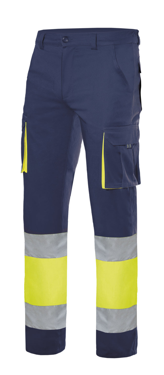 PANTALON ALTA VISIBILIDAD STRETCH MARINO / AMARILLO TALLA XXL