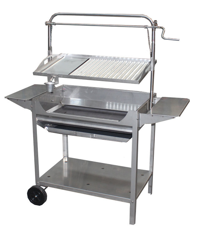 BARBACOA TOCHA PARRILLA PLANCHA REGULABLE INOX 124X50X140CM