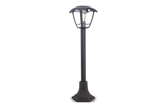 FAROLA SOLAR RETRO NEGRA LED IP44, SENSOR DE MOVIMIENTO BOMBILLA 400 LM 3000K INCLUIDA