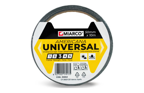 CINTA AMERICANA UNIVERSAL 10 M X 50 MM NEGRO