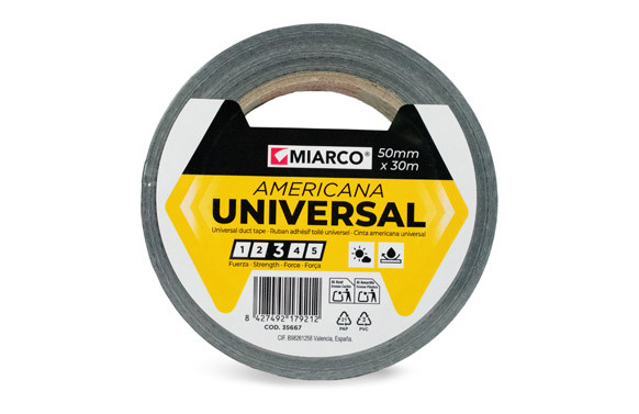 CINTA AMERICANA UNIVERSAL 30 M X 50 MM NEGRO
