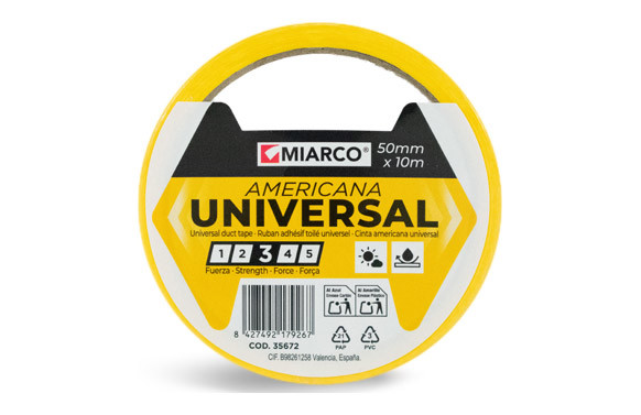 CINTA AMERICANA UNIVERSAL 10 M X 50 MM AMARILLO