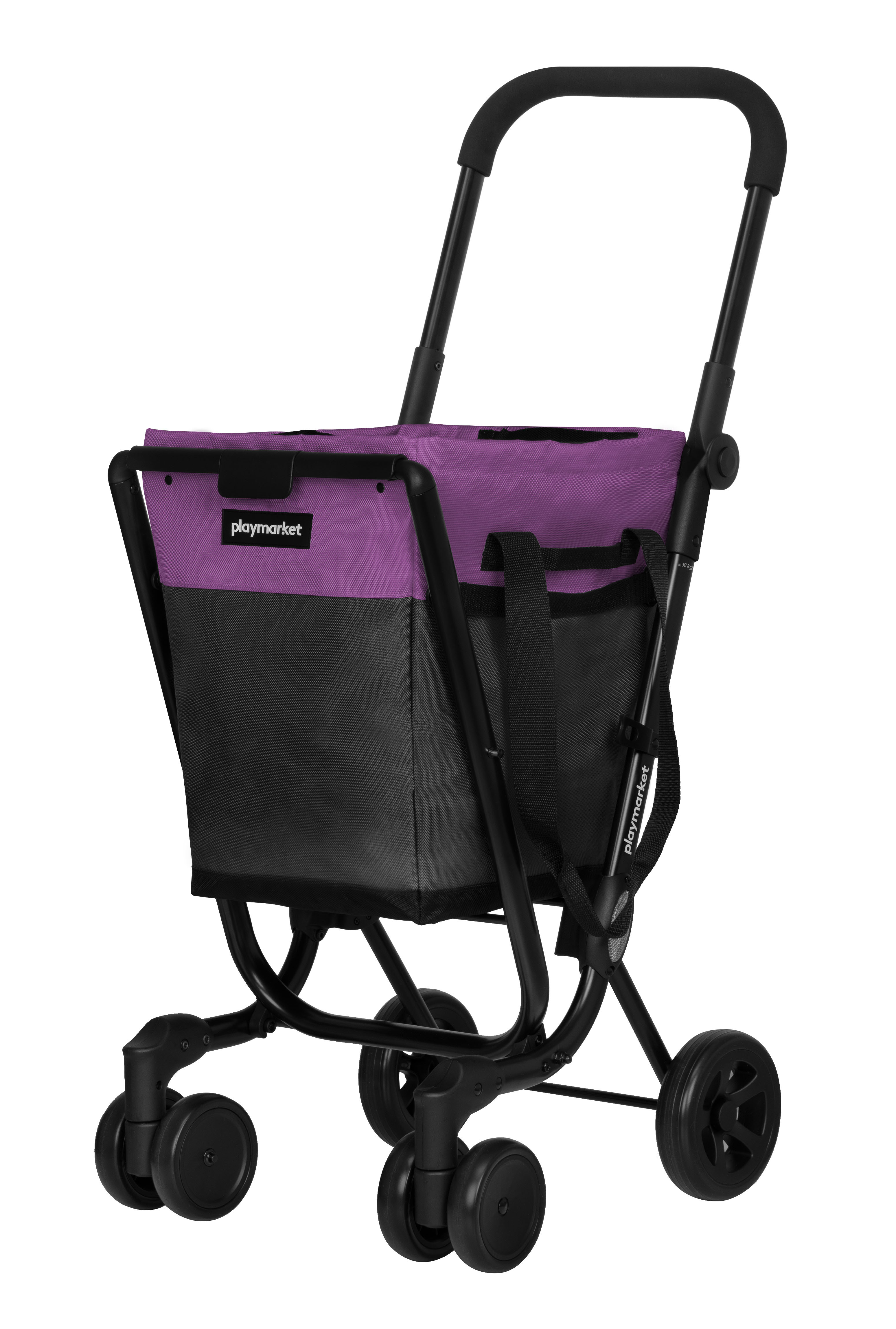 CARRO COMPRA 4 RUEDAS GIR. EASY GO GRIS/PURPURA
