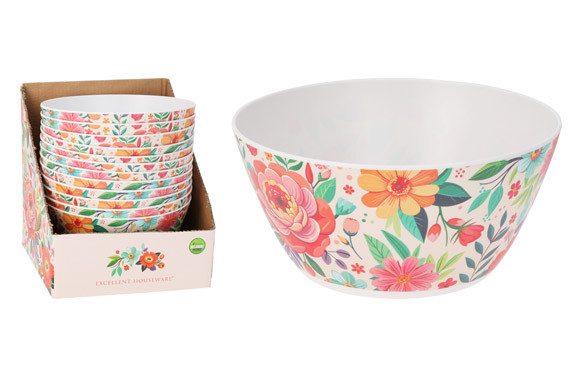 ENSALADERA MELAMINA DECORADO FLOR (EXPOSITOR) Ø 25CM