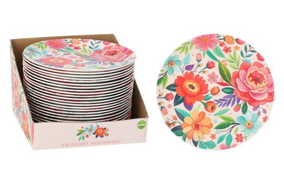 PLATO MELAMINA DECORADO FLOR (EXPOSITOR) Ø 20CM POSTRE