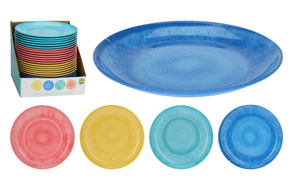 PLATO MELAMINA  SURTIDO COLORS 4 ASS (EXPOSITOR) Ø 20 CM -POSTRE