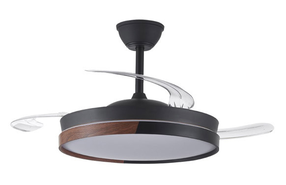 VENTILADOR DE TECHO ASPAS RETRACTILES 45W NEGRO/MADERA
