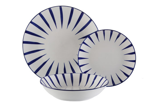 VAJILLA 18 PZS PORCELANA VALERIE 6PLATOSHONDOS,6LLANOS,6POSTRE