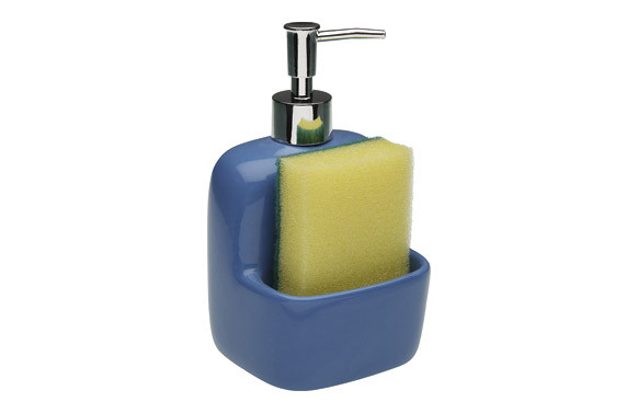 DOSIFICADOR JABON + ESTROPAJO AZUL 17,8X9,4X10,5CM