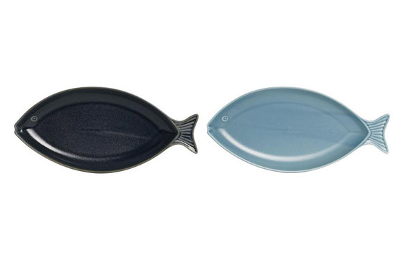 BANDEJA PORCELANA PEZ 2UDS SURTIDO 33X16X3CM