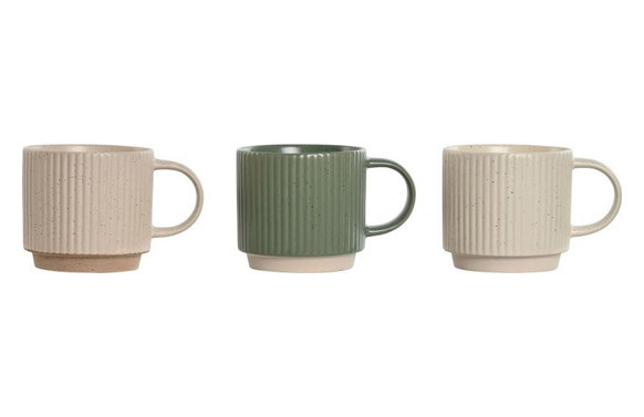 MUG TE GRES 3UDS SURTIDO 13X9X8,5CM 340ML