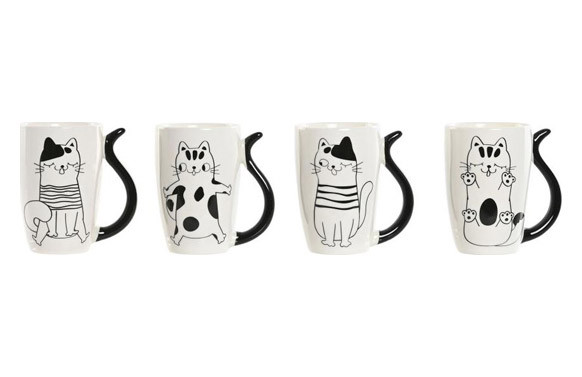 MUG PORCELANA GATOS 4UDS SURTIDO 11X8,2X12CM 380ML