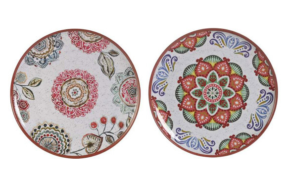 PLATO LLANO MELAMINA MANDALA 2UDS SURTIDOS 28X28X1CM