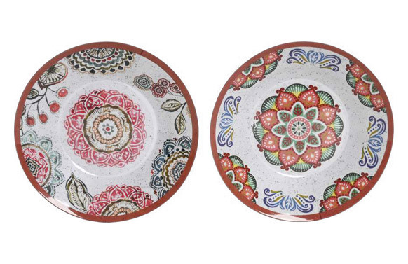 PLATO HONDO MELAMINA MANDALA 2 SURTIDOS 22,8X22,8X3,6CM