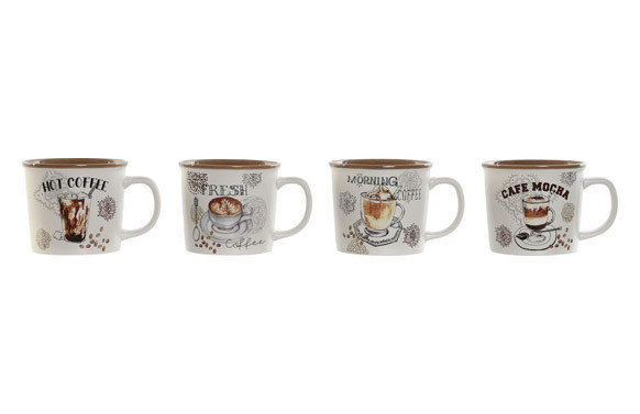 MUG PORCELANA COFFEE 4UDS SURTIDO 12,5X9,5X8,5CM 370ML
