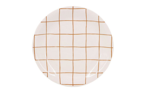 PLATO POSTRE CUADROS AMARILLO 19CM